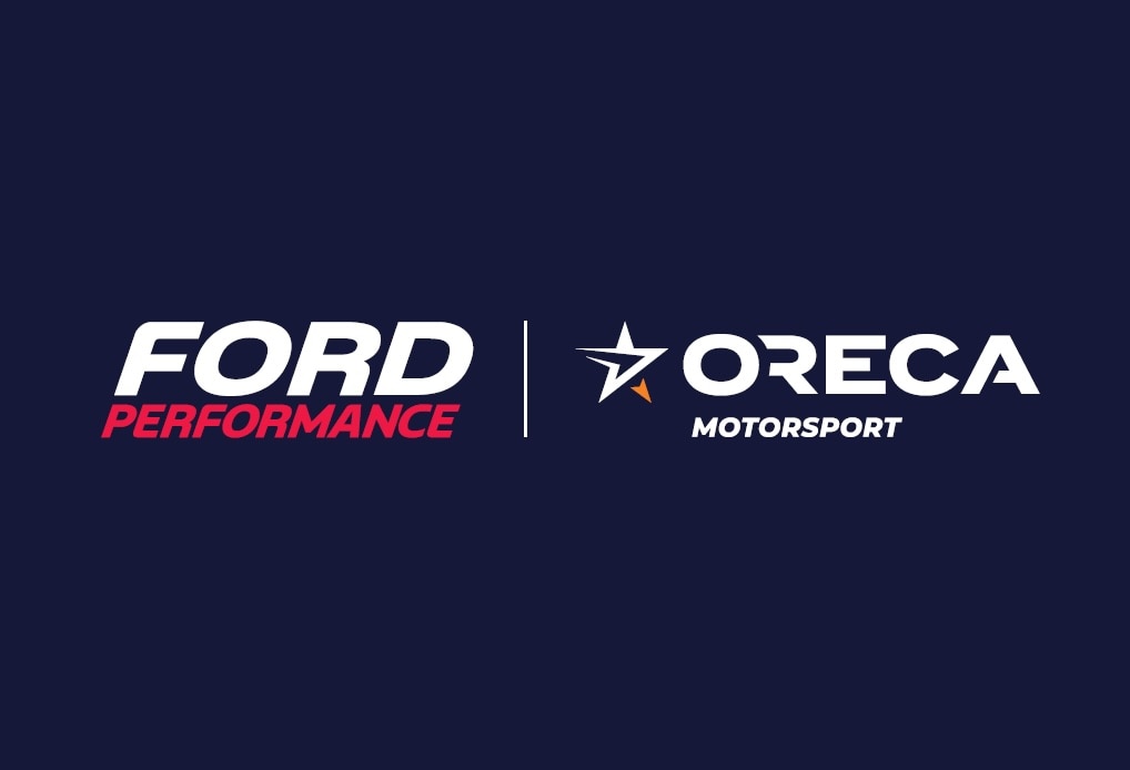 The Ford Performance and ORECA Motorsport logos side by side.
